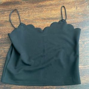 Black scalloped kids top size 11-12y SHEIN